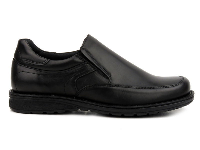 Wygodne, skórzane półbuty męskie wsuwane - Tapi 7271, czarne