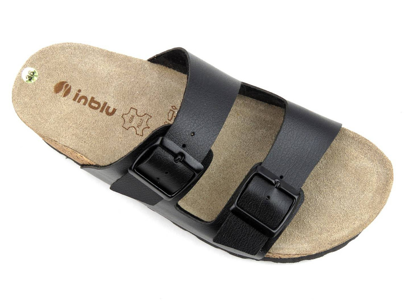 Klapki damskie na grubej podeszwie - INBLU NM-28, czarne