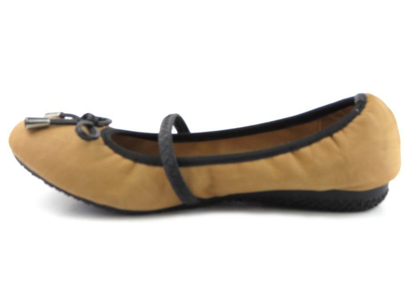 Baleriny dziecięce z gumką - MSTVOGUE 209-S66, brązowe