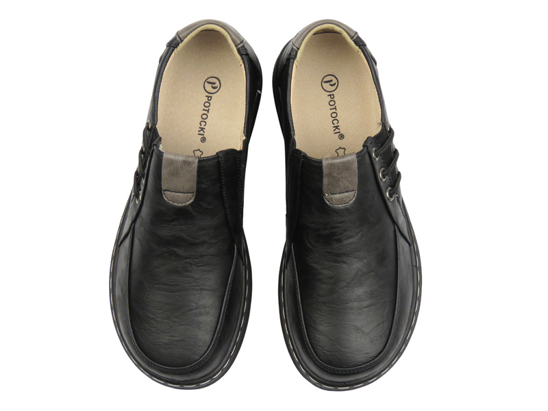 Wsuwane półbuty damskie czarne Potocki 25-90353