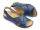 Skórzane sandały damskie ze skrzyżowanymi paskami - HELIOS Komfort 229-1, granatowe
