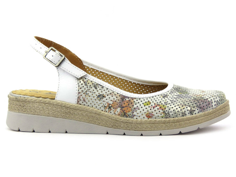 Skórzane sandały damskie profilaktyczne - Kosela Medic 9493, białe