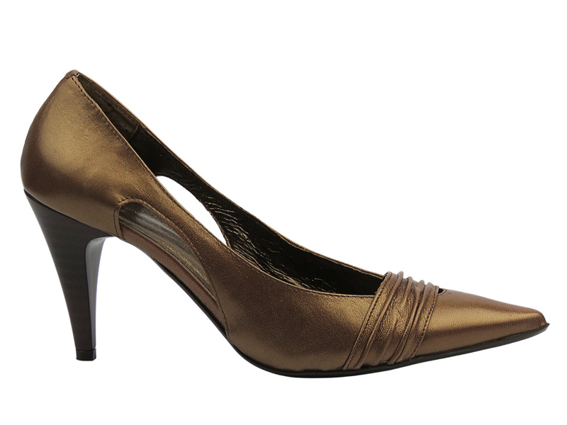 Skórzane czółenka damskie na szpilce - Eksbut 17-0648, brązowe