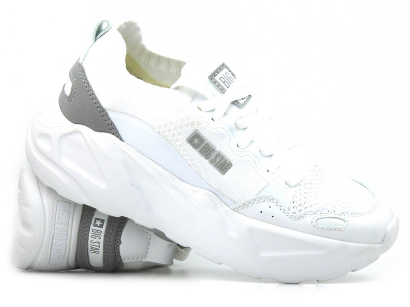 Buty sportowe, sneakersy damskie na grubej podeszwie - BIG STAR JJ274604, białe