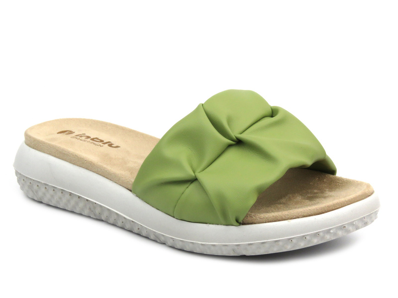 Klapki damskie ze zdobioną cholewką - INBLU TT-22, jasnozielone
