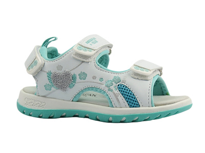 Sandały dziecięce biało-miętowe ze skórzaną wkładką - AMERICAN CLUB RL 41/21
