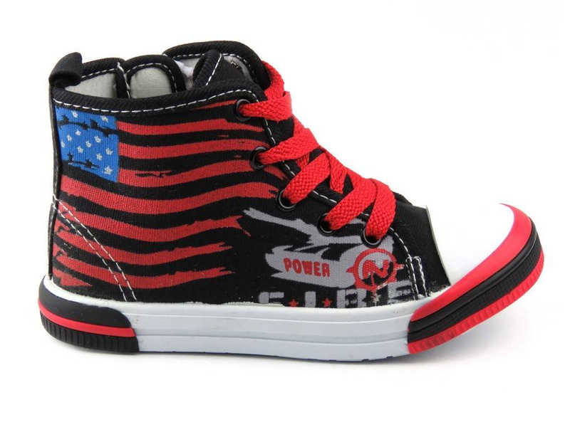 Wysokie trampki dziecięce z suwakiem - AMERICAN CLUB TEN 11/2014, czarne