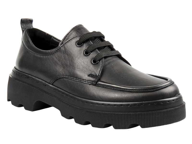 Skórzane półbuty damskie Nika Komfort H-7465, czarne