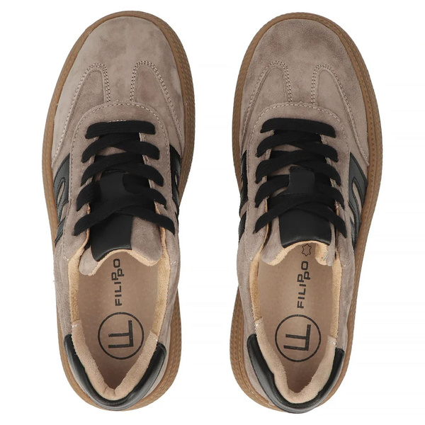 Skórzane sneakersy damskie beżowe Filippo DP7114/25