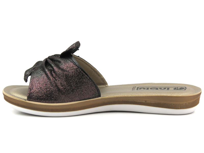 Miękkie klapki damskie z kokardą - INBLU BA-42, czarne