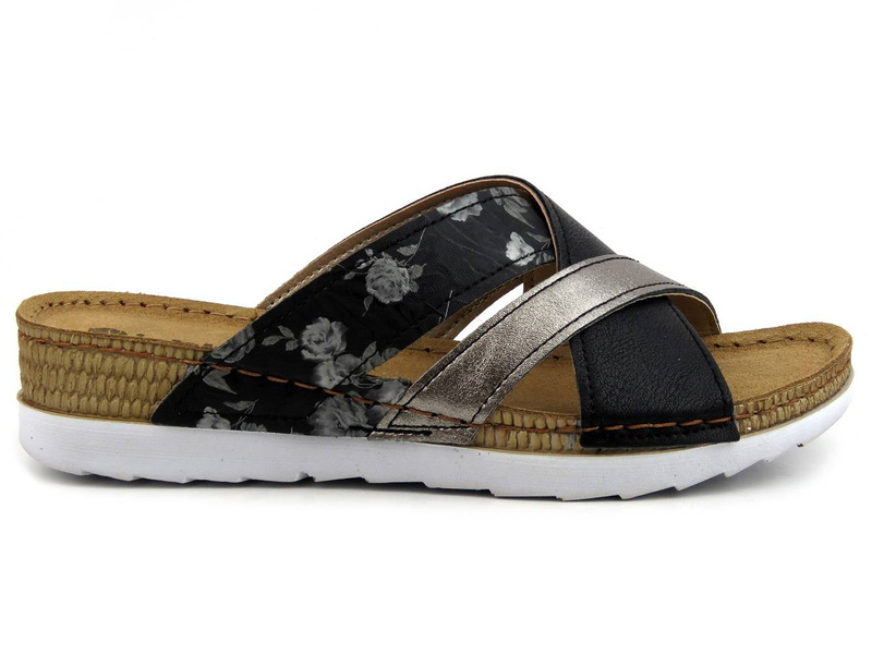 Wygodne klapki ze skórzaną wkładką - INBLU OF-30, czarne