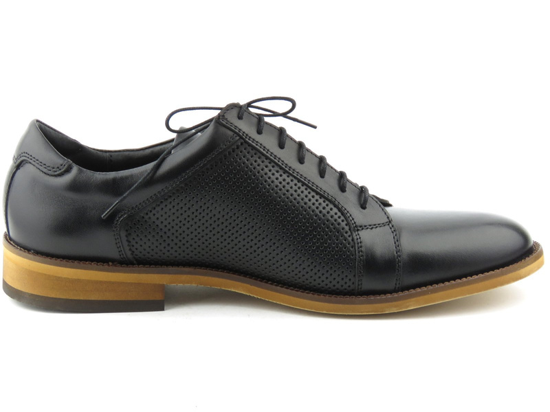 Półbuty męskie z wysokiej jakości skóry licowej - IGUANA Lider 348-459, czarne