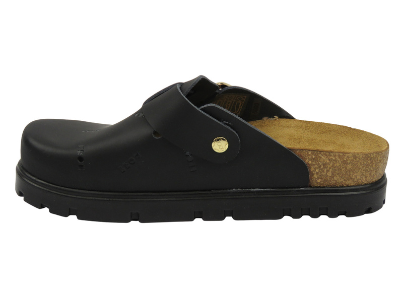 Skórzane klapki damskie z zakrytymi palcami czarne Leon 6000