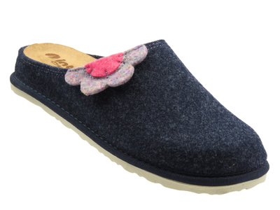 Kapcie damskie filcowe skóra naturalna Inblu CS-43 Granatowe