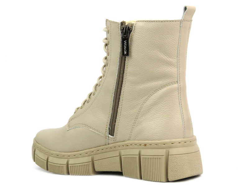 Trzewiki, botki damskie z wełną - Wasak 0660, ecru