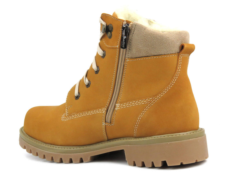 Trzewiki Męskie Z Wełną - HELIOS Komfort 822 Żółte - Na Zamek