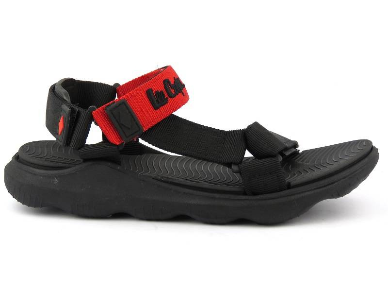 Sportowe sandały damskie na rzepy - Lee Cooper LCW-22-34-0954, czerwono-czarne