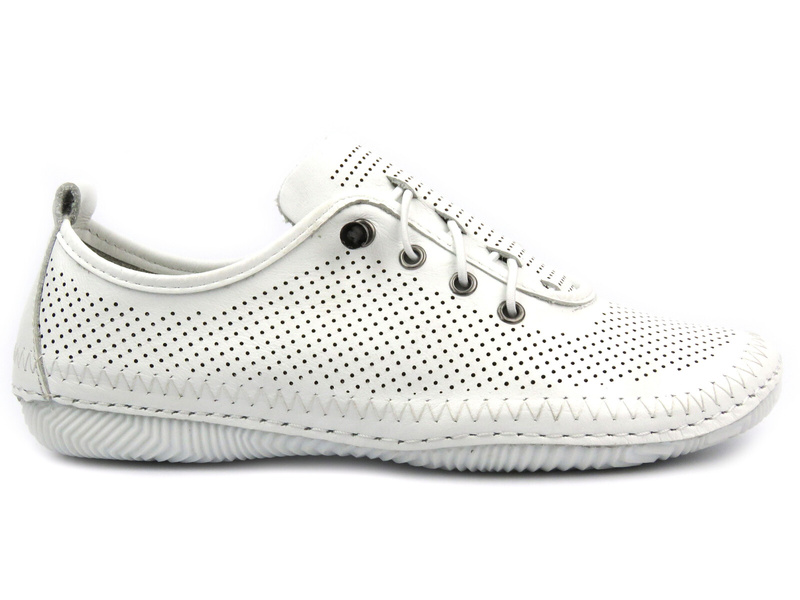 Ażurowe półbuty damskie ze skóry naturalnej - Artiker 54C0831, białe