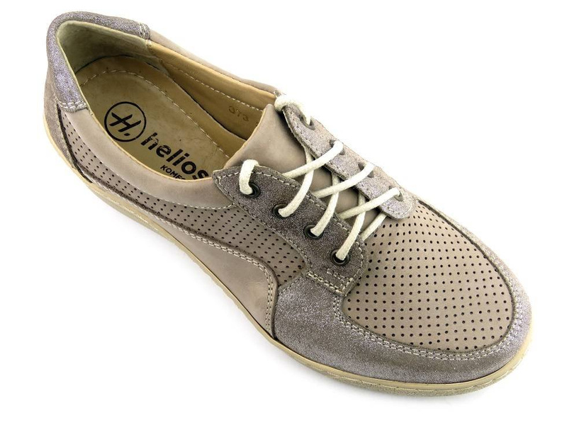 Sneakersy damskie na koturnie - HELIOS Komfort 373, beżowe