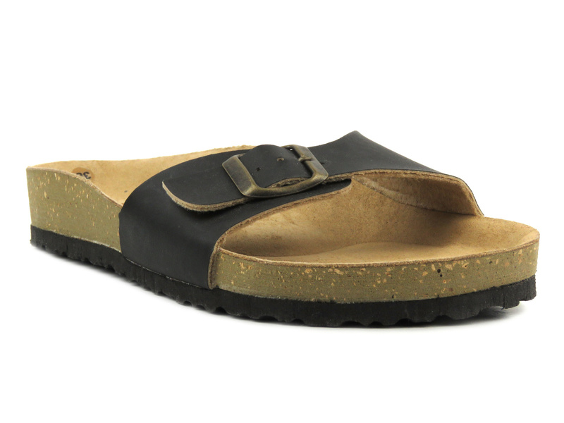 Klapki damskie z klamrą- INBLU Farich, czarne