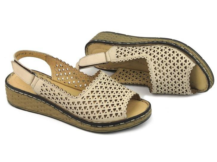 Sandały damskie z odkrytymi palcami - MANITU 910163-08, beżowe