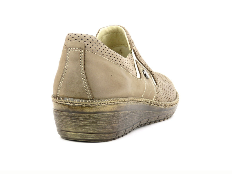 Wygodne półbuty damskie ze skóry Helios Komfort 329-2, beżowe