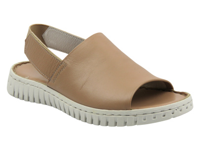 Skórzane sandały damskie beżowe Venezia L023LEBEOBS093