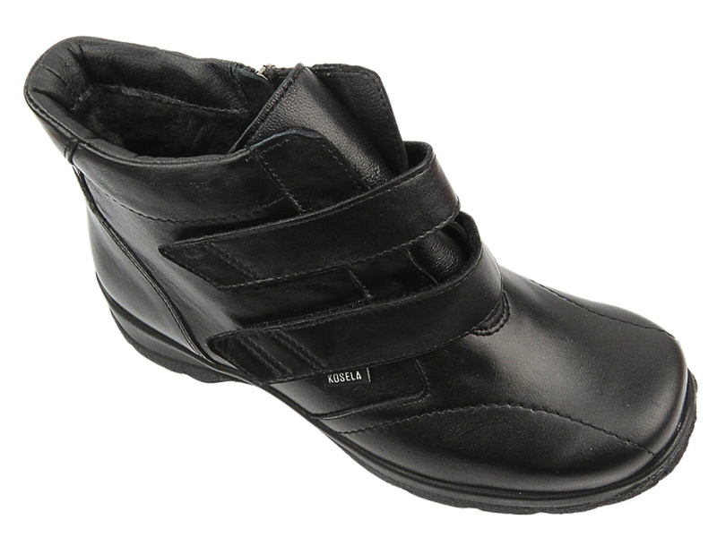 Botki damskie o wysokiej tęgości (H) - Kosela 9002, czarne