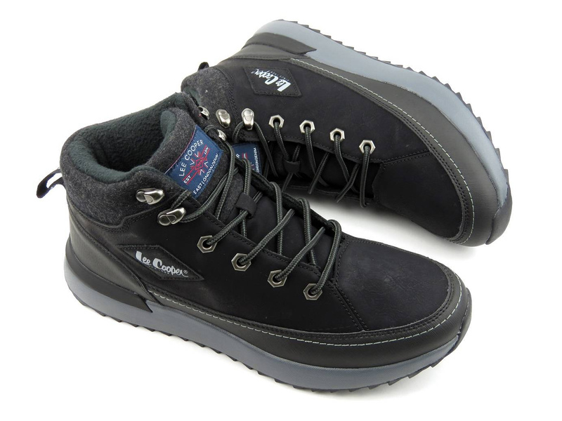 Ciepłe trzewiki męskie na grubej podeszwie - LEE COOPER LCJ-21-01-0533M, czarne