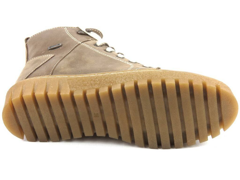 Skórzane trapery damskie HELIOS Komfort 577, ciemny beż