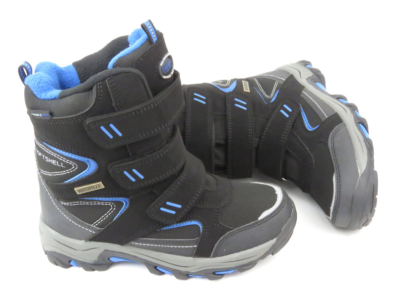 Buty trekkingowe, śniegowce dziecięce - AMERICAN CLUB WT161/23 czarne z niebieskim