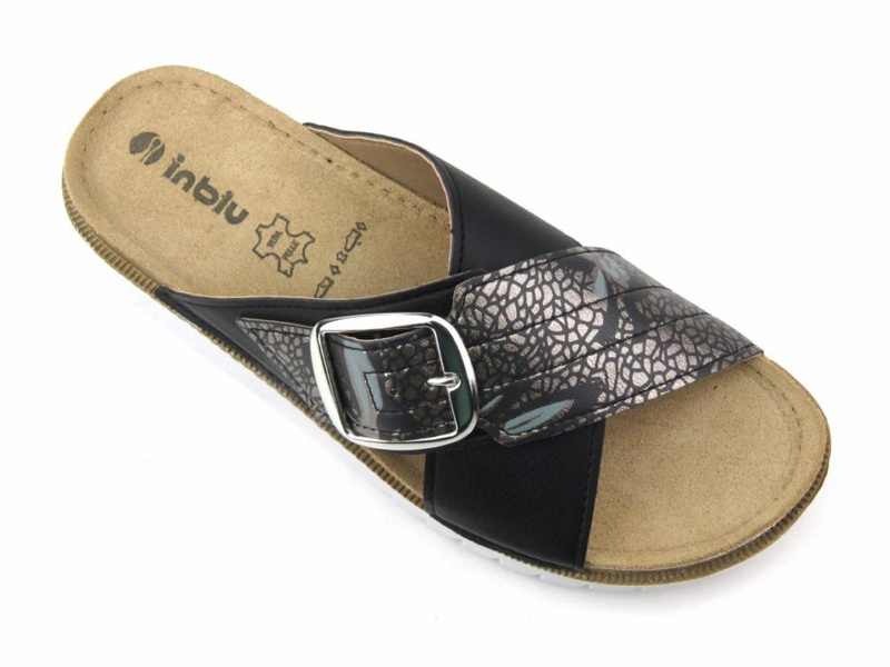 Klapki damskie z klamrą - INBLU CN-32, czarne