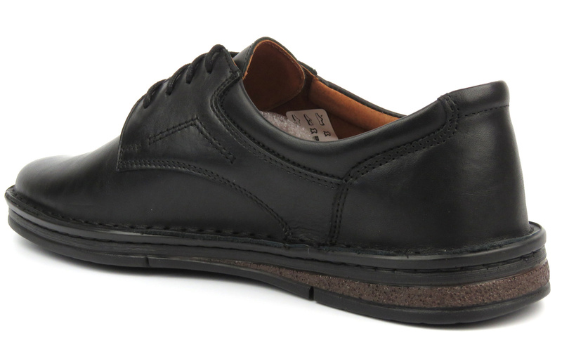 Skórzane półbuty męskie - Waldi 0925, czarne