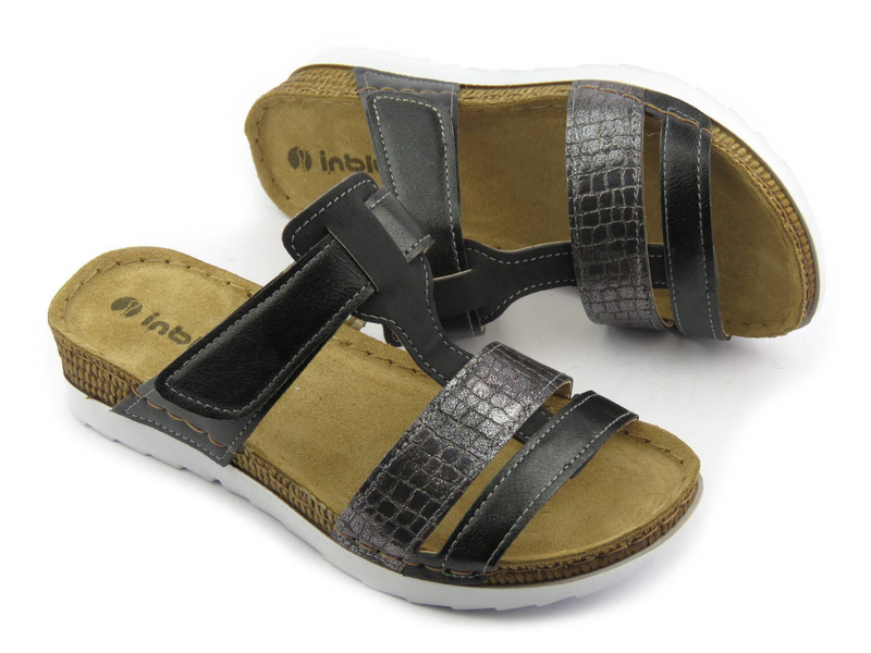 Wygodne klapki damskie na rzep - INBLU OF-28, czarne