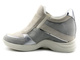 Sneakersy damskie na ukrytym koturnie - GEOX D04HVB, szare ze srebrem