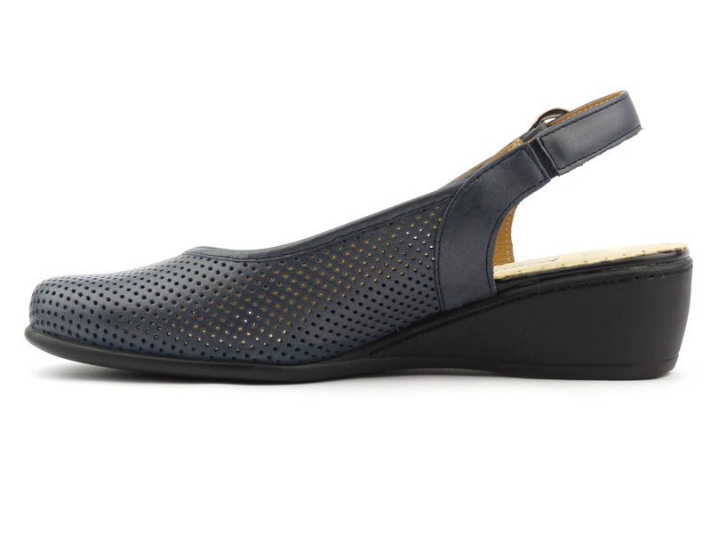 Wygodne sandały damskie na koturnie - Kosela Medic 9282, granatowe