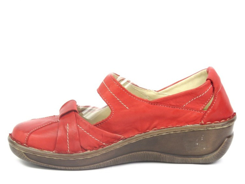 Skórzane półbuty damskie Helios 723/2, czerwone