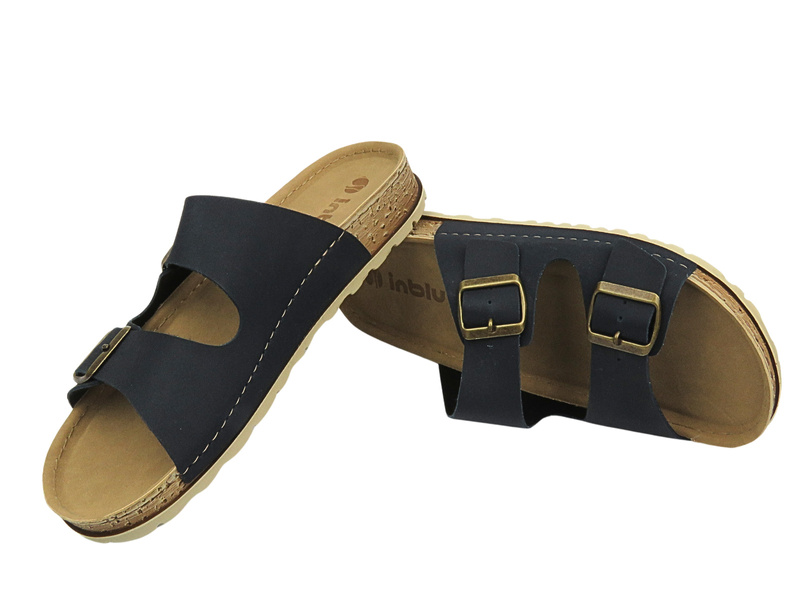 Klapki męskie z klamrami - INBLU TEVERE , granatowe