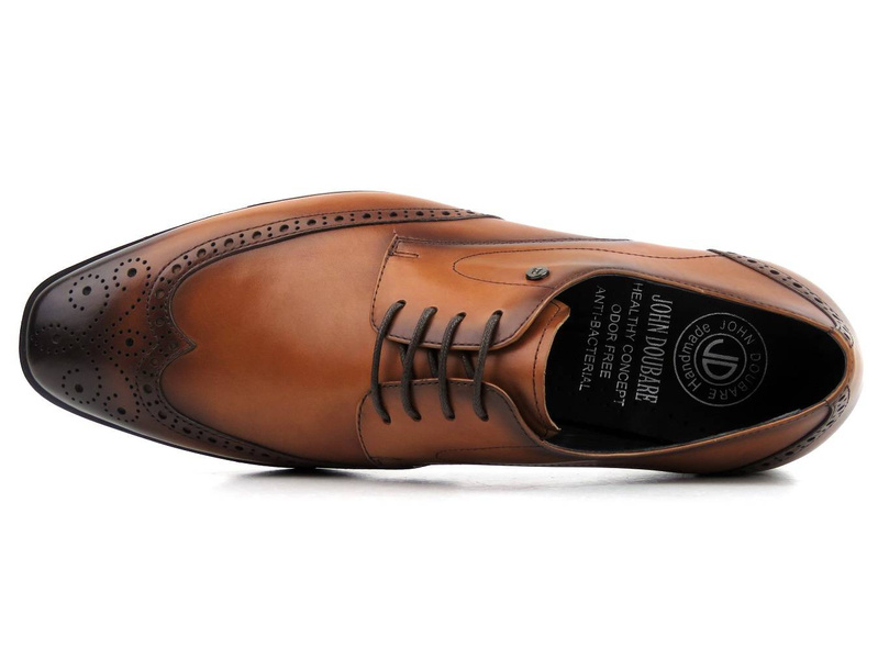 Wysokiej jakości brogsy męskie skórzane - JOHN DOUBARE E22-1-436, brązowe