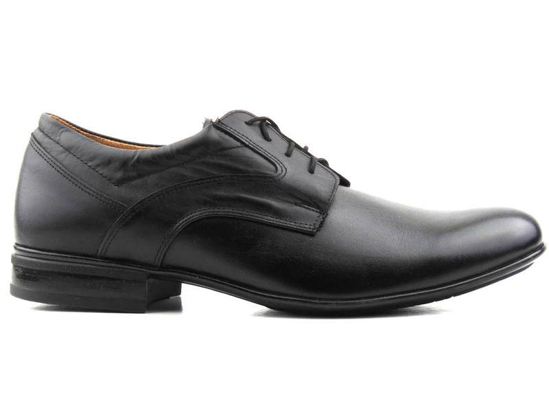Skórzane półbuty męskie eleganckie MOSKAŁA A119, czarne