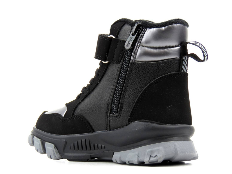 Śniegowce dziecięce ocieplone wełną - WEESTEP R069857722TH, czarno-srebrne