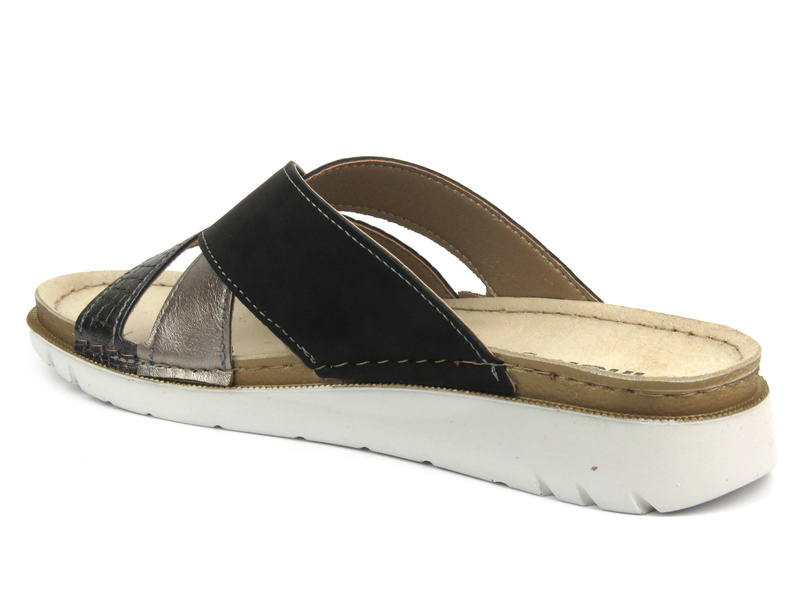 Klapki damskie ze skórzaną wkładką - Inblu CN-40, czarne