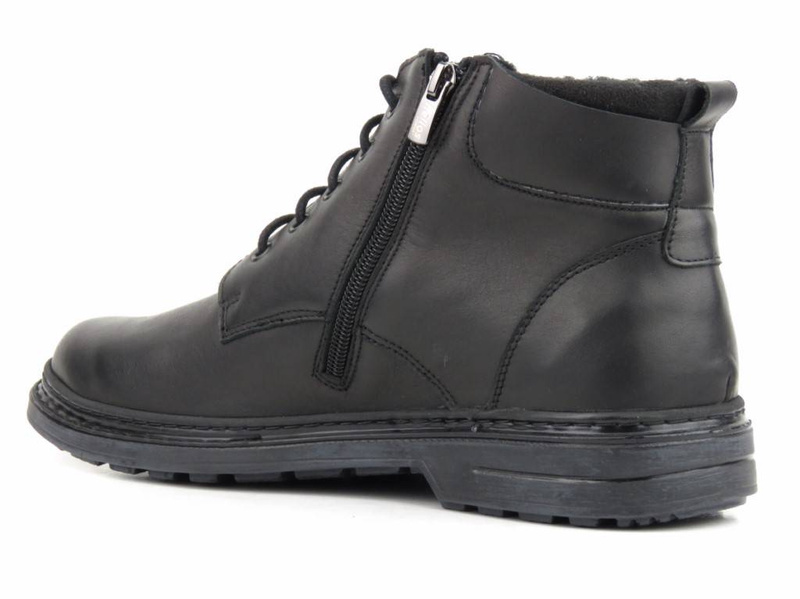 Ciepłe trzewiki męskie z wełną - Helios Komfort 811, czarne