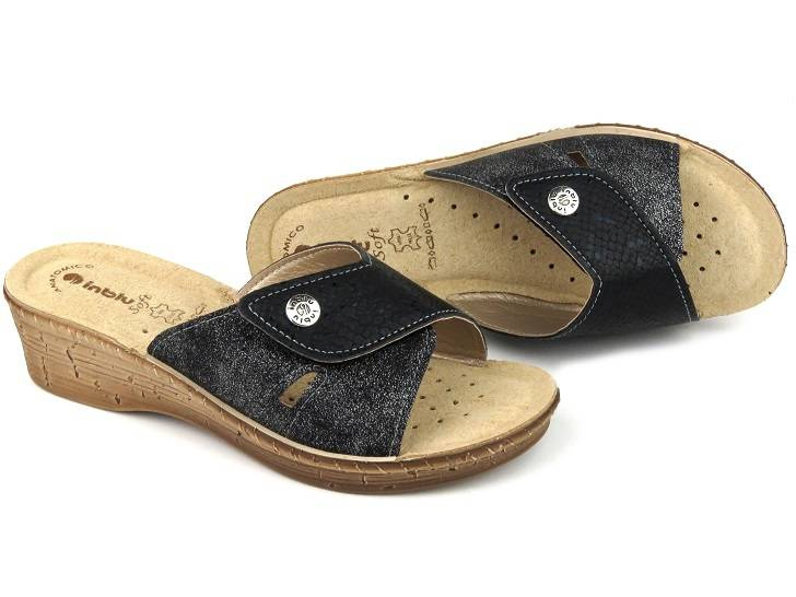 Klapki damskie na rzep - INBLU 26-79, czarne