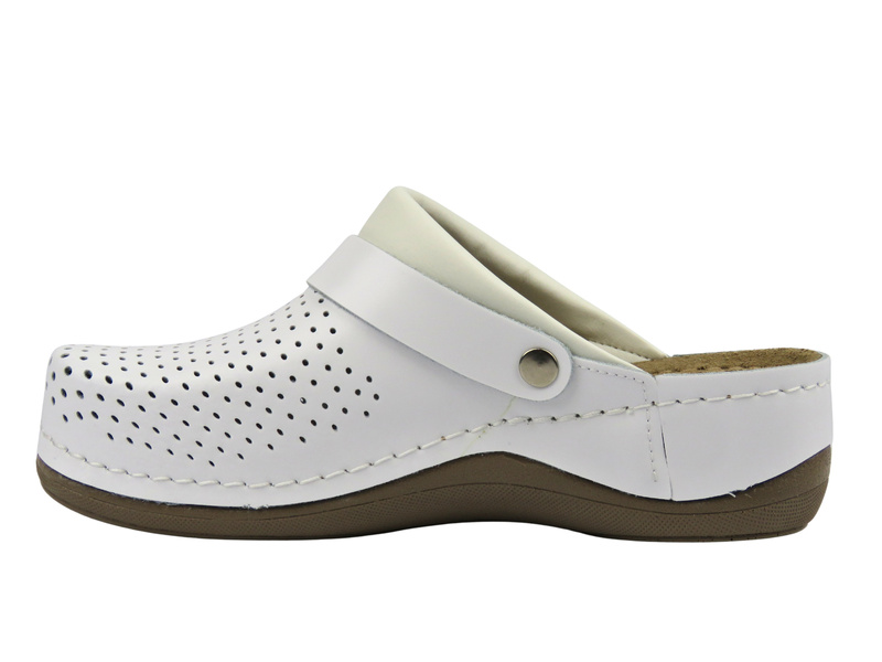 Wygodne skórzane klapki damskie białe Leon 991