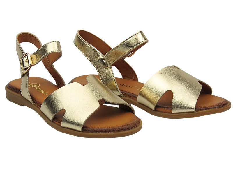 Skórzane sandały damskie złote Cambell 25-00659