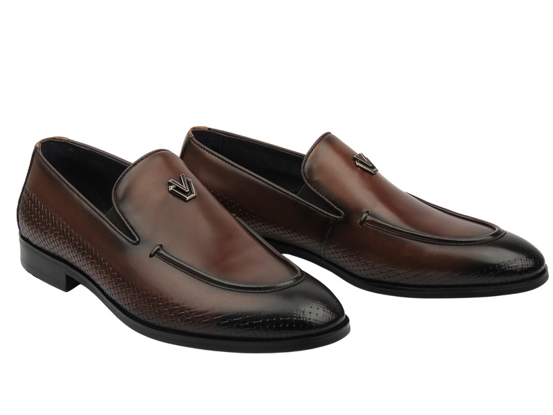 Eleganckie mokasyny, półbuty męskie brązowe JOHN DOUBARE QA816E-G1-H273