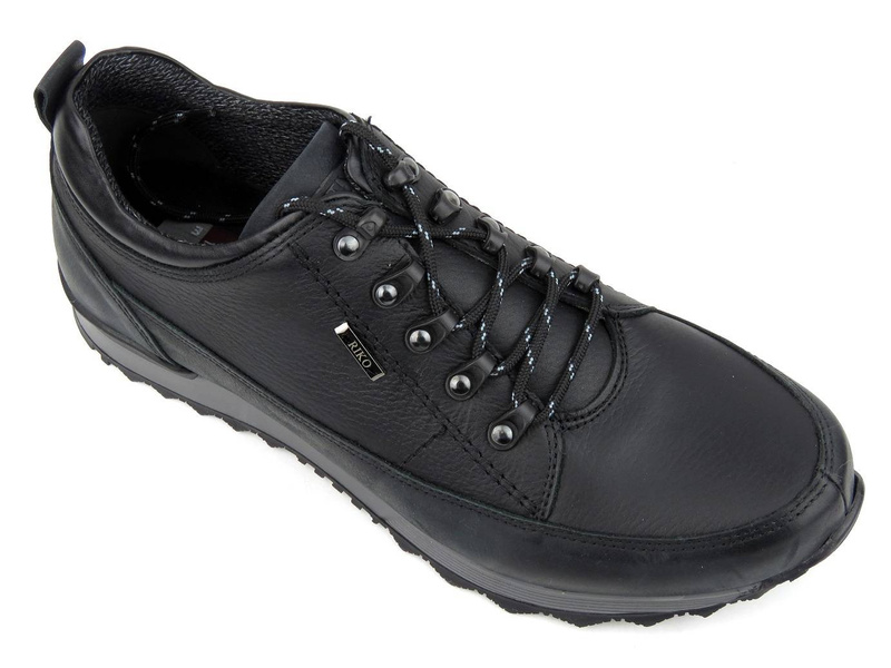 Skórzane trekkingi, buty sportowe męskie RIKO 855, czarne