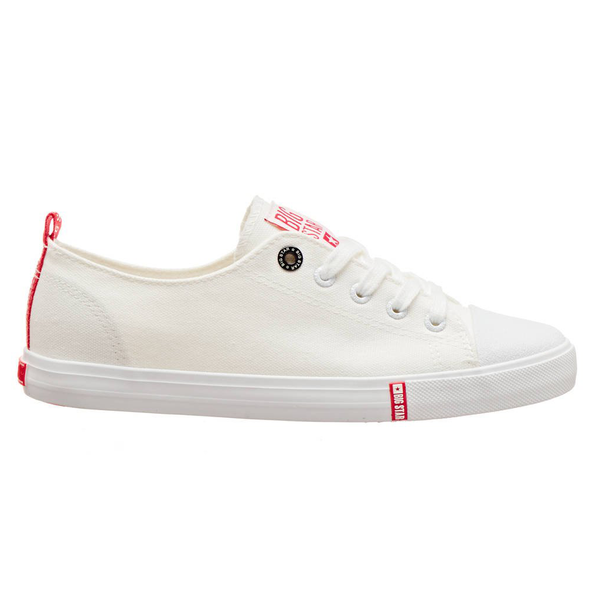 Trampki damskie, buty sportowe Big Star FF274087, białe z czerwonymi elementami