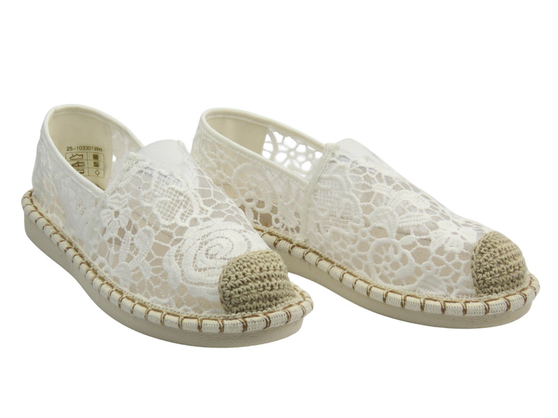 Wsuwane półbuty, espadryle damskie białe Potocki 25-103301